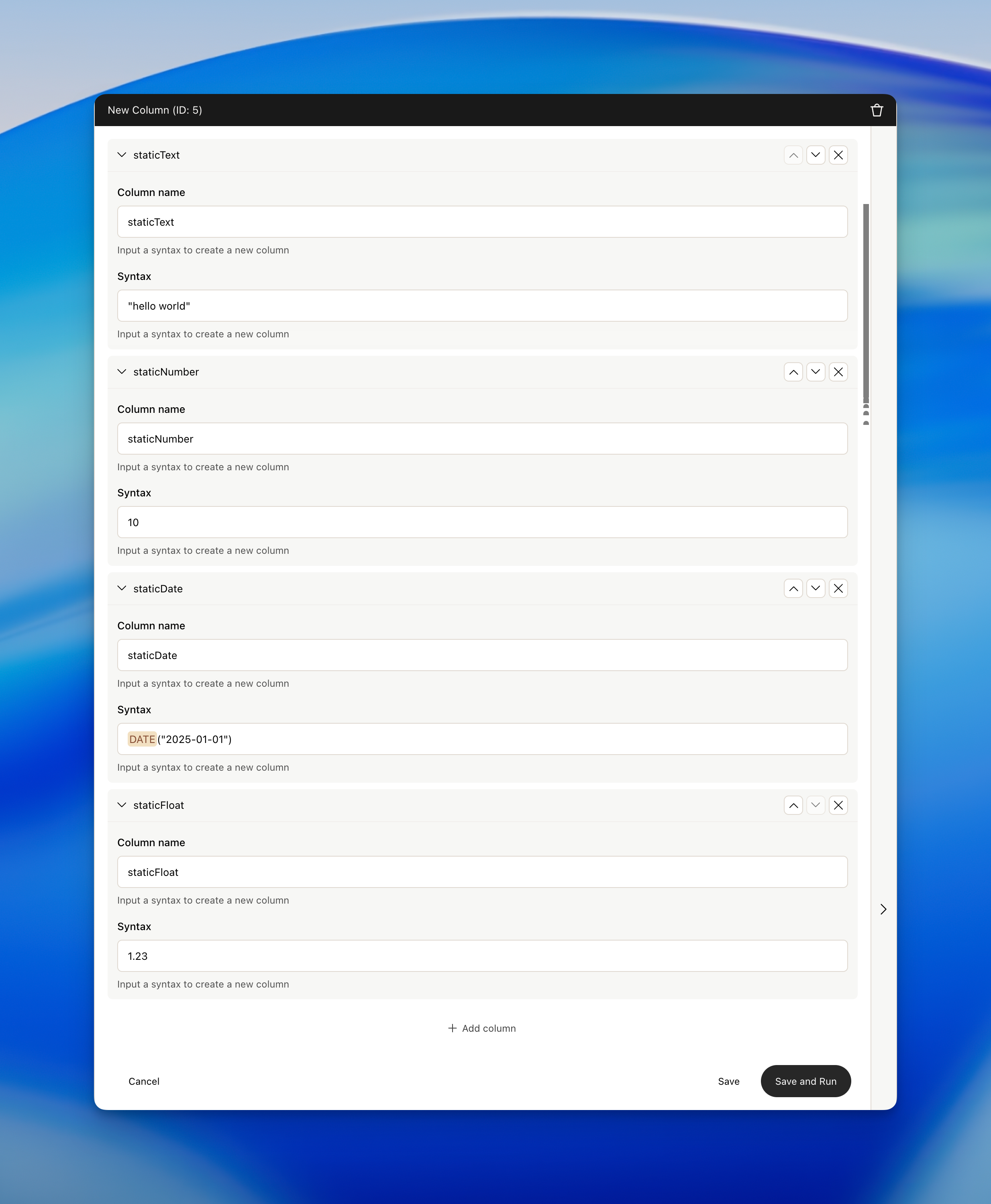 New Column - Less Documentation