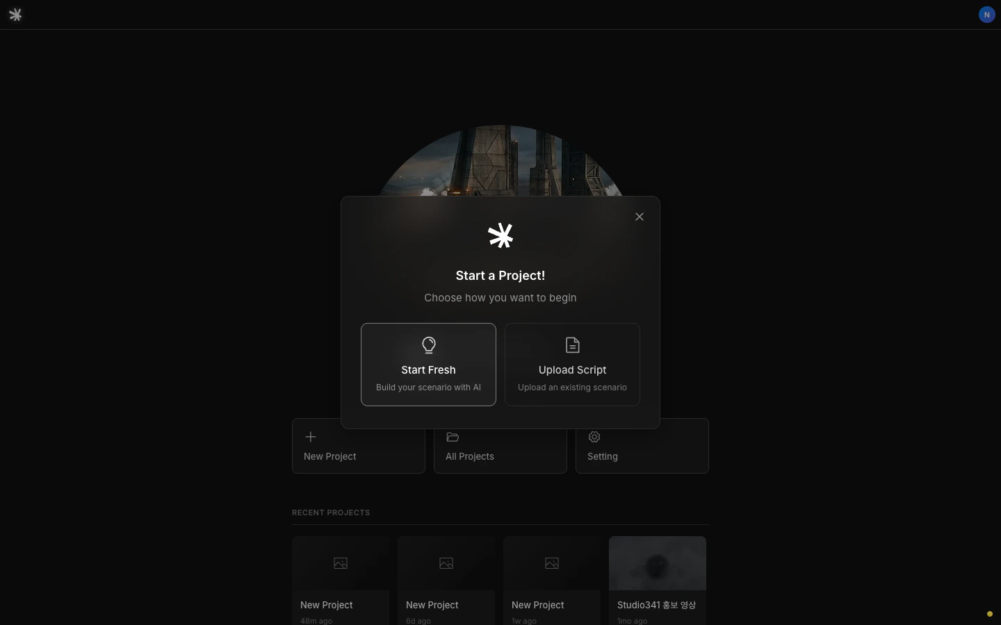 New project modal