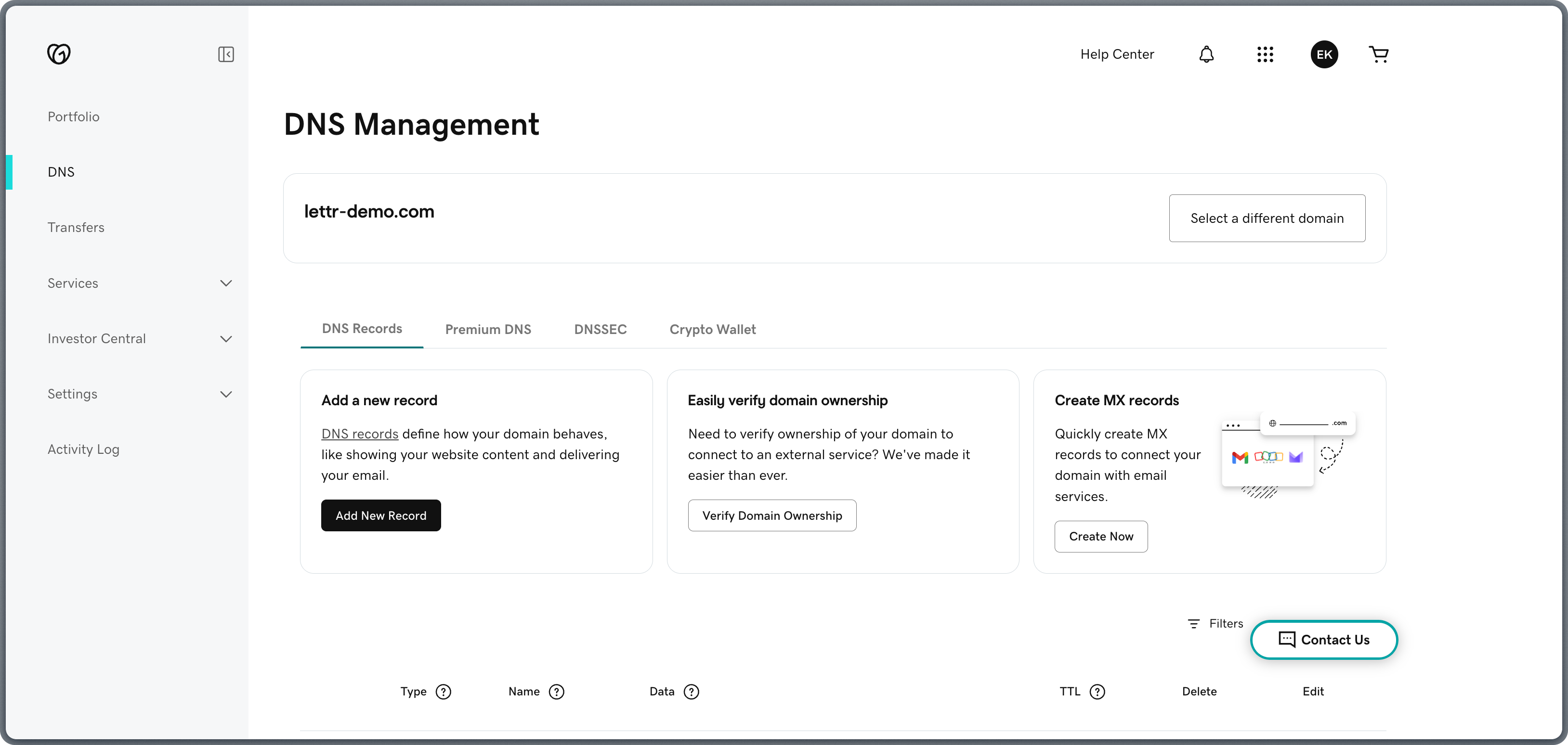 Domain listed in GoDaddy DNS zone list