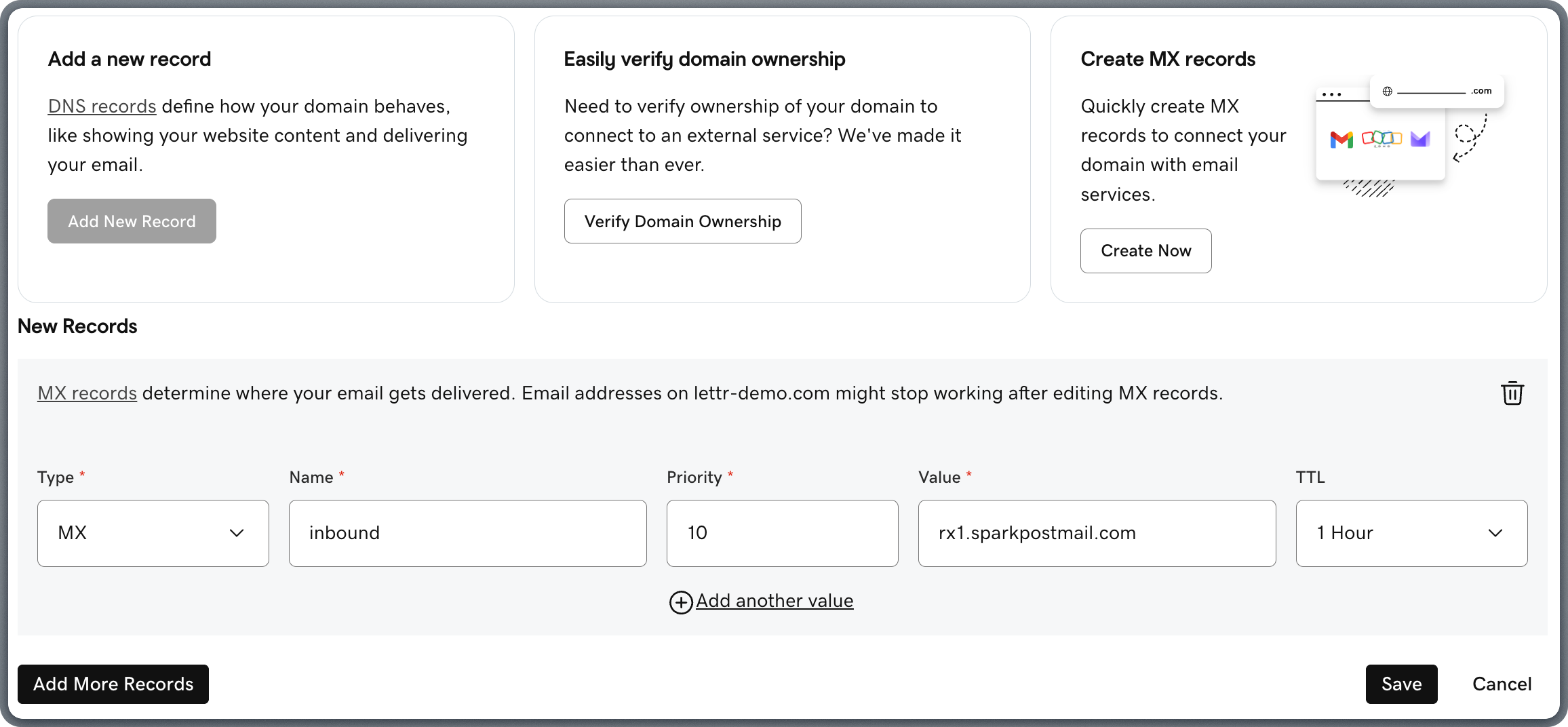 Adding MX record in GoDaddy DNS Management