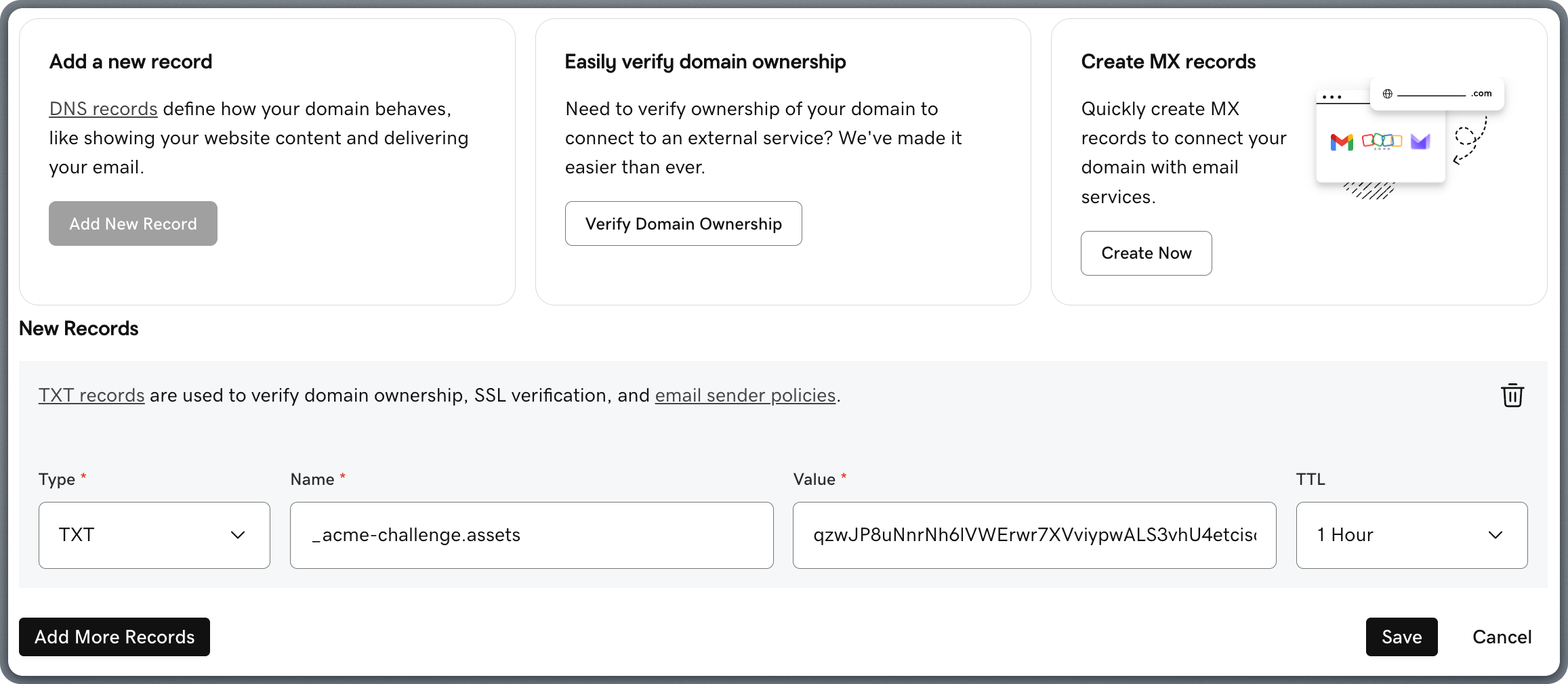 Adding Certificate Validation TXT record in GoDaddy DNS Management