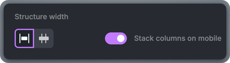 Stack columns on mobile toggle switch in the structure settings