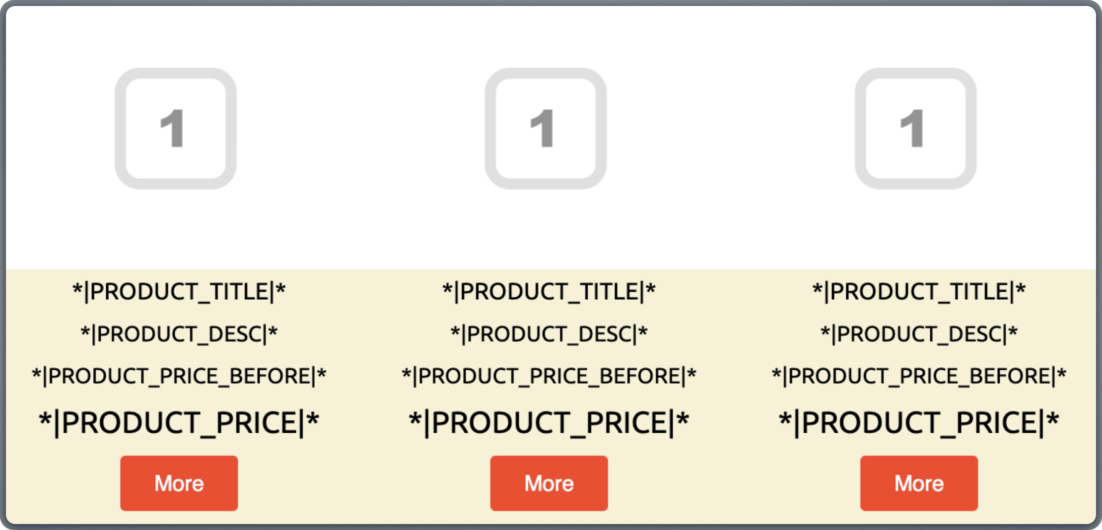 Product block properties showing product feed dropdown and product selection