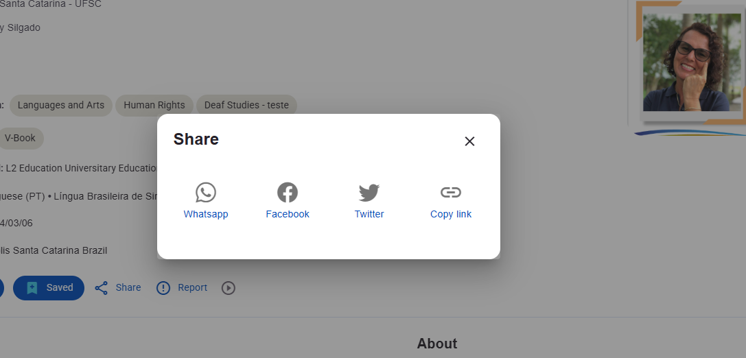 Jagamisaken Share valikutega WhatsApp, Facebook, Twitter ja Copy link.