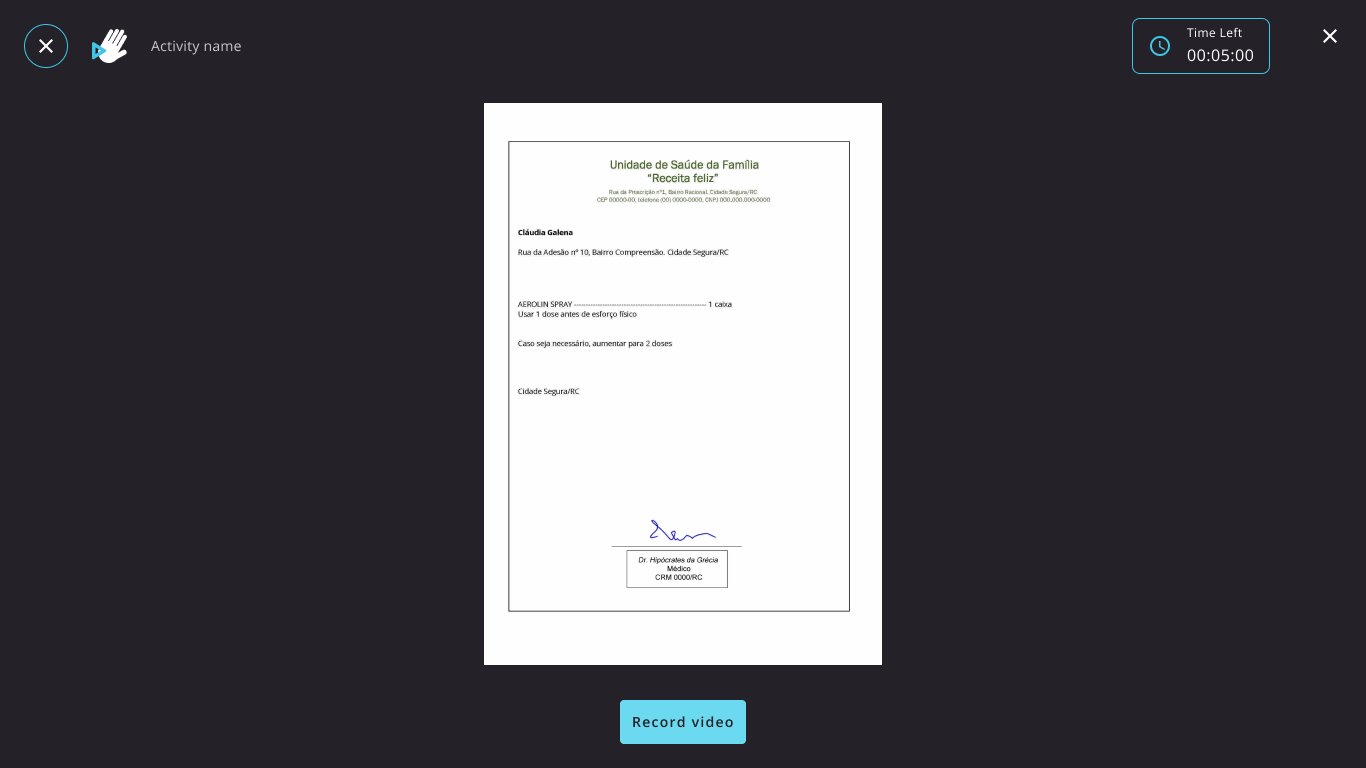 Consulta a um documento apresentado como imagem antes da gravação.