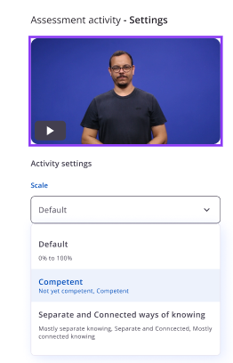 Controle de acesso às configurações de avaliação da atividade.