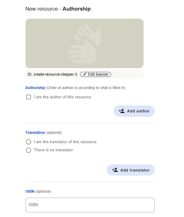 Etapp Authorship autorsuse, tõlke ja ISBN-i valikutega.