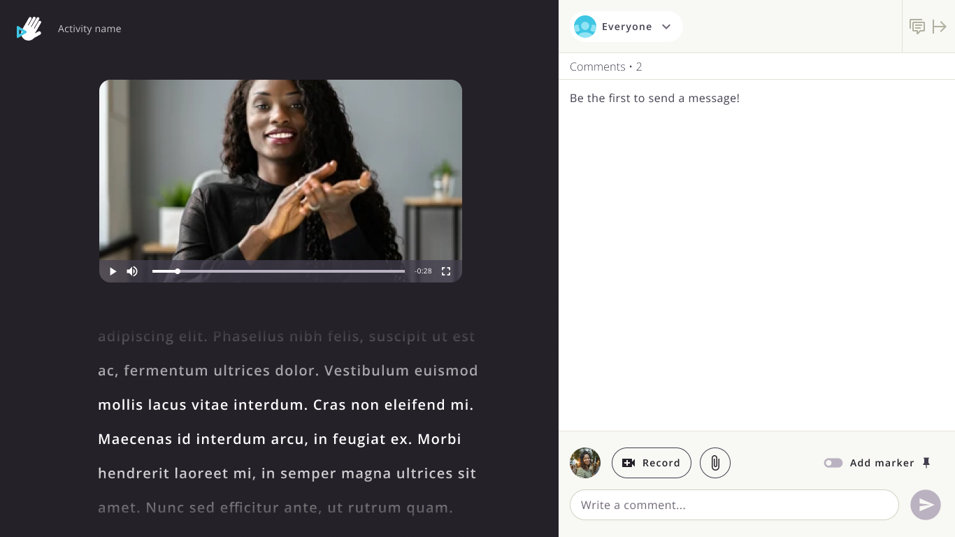 Exemplo de consulta à produção com texto-base e área de comentários.