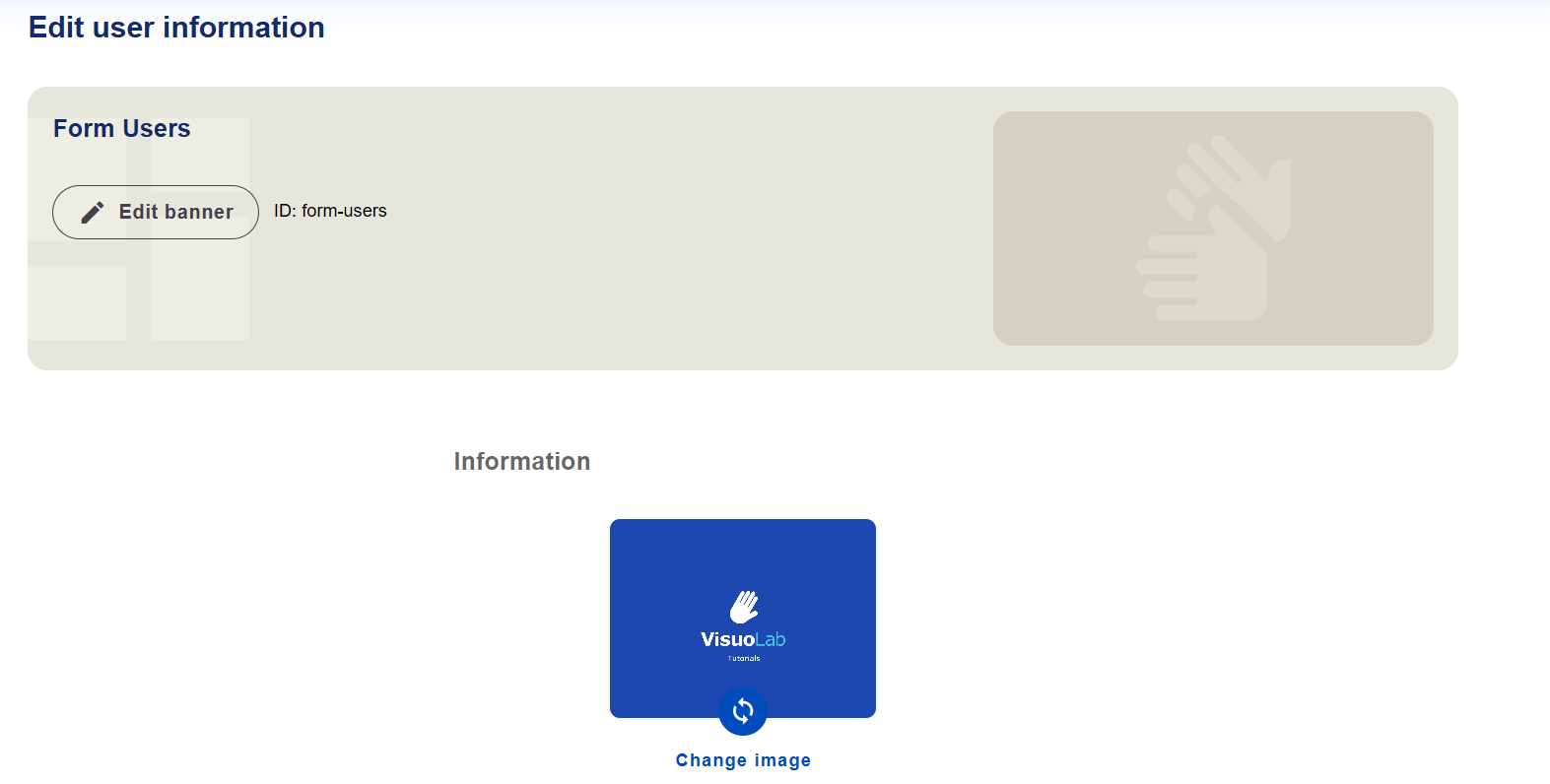 Oberer Bereich der Seite Edit user information mit dem Abschnitt Information.