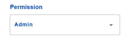 Feld Permission mit Admin als ausgewähltem Wert im Beispiel.