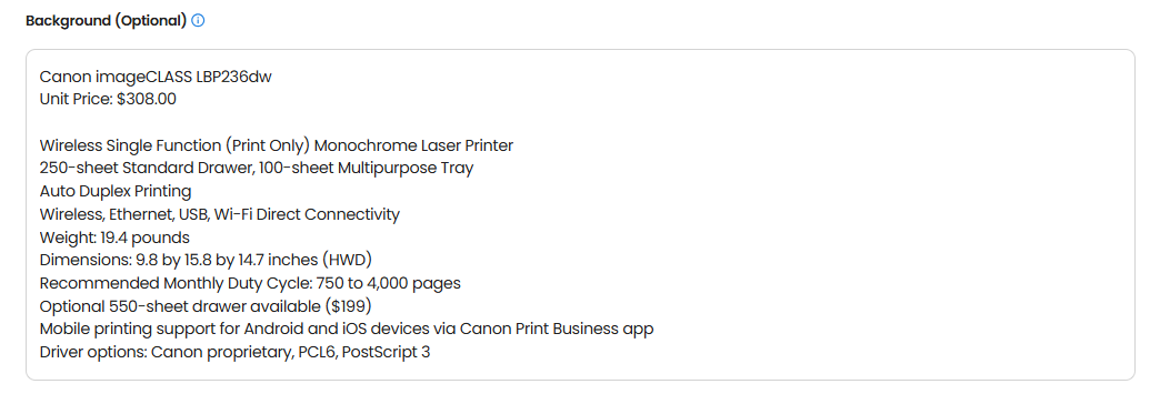 Background Information Interface