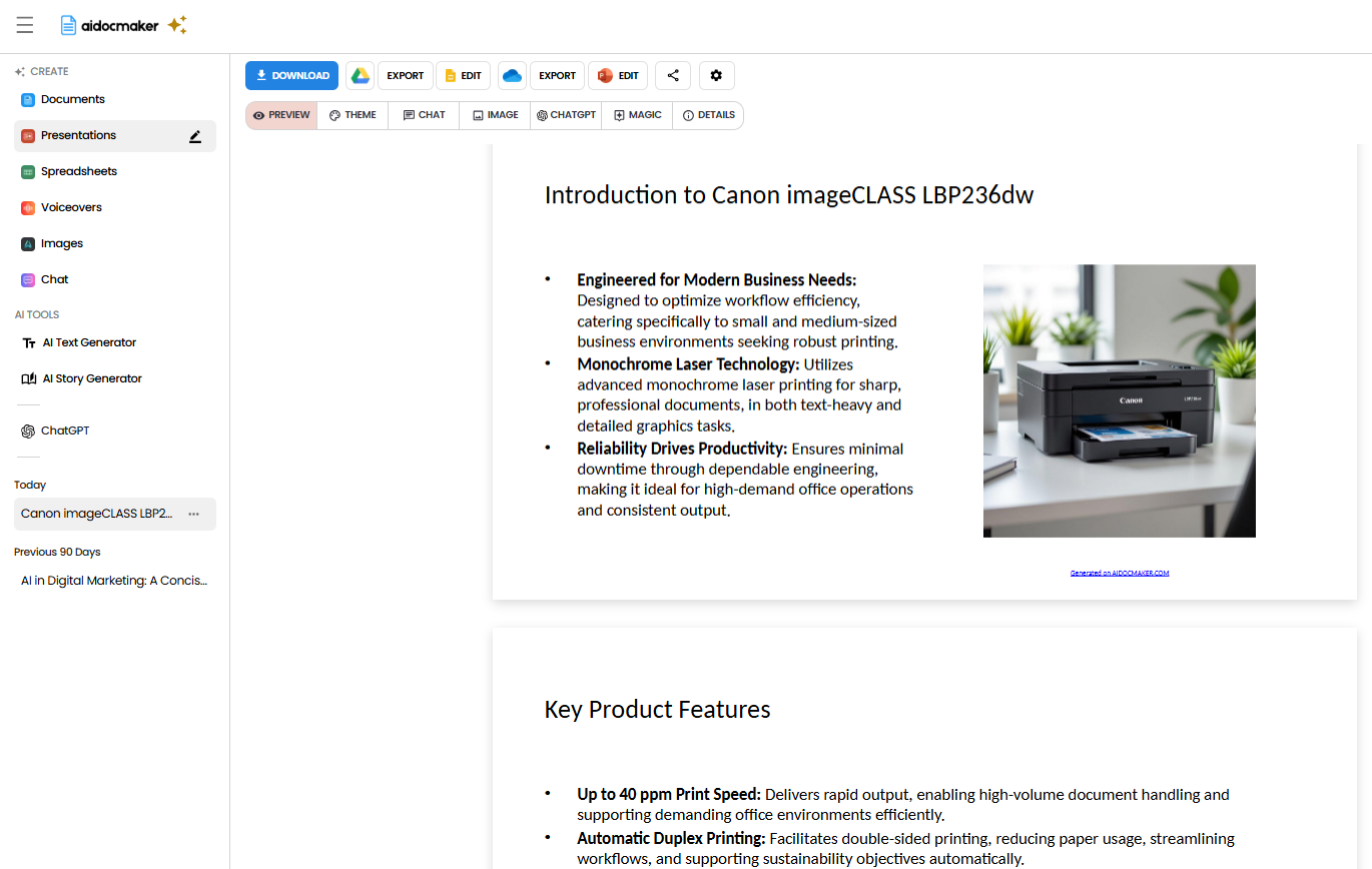 Presentation Generation Results
