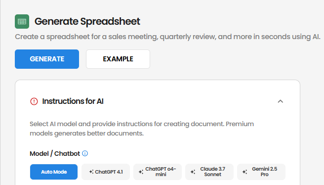 AI Model Selection Interface