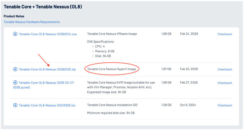 Hyper V Tenable OVA File