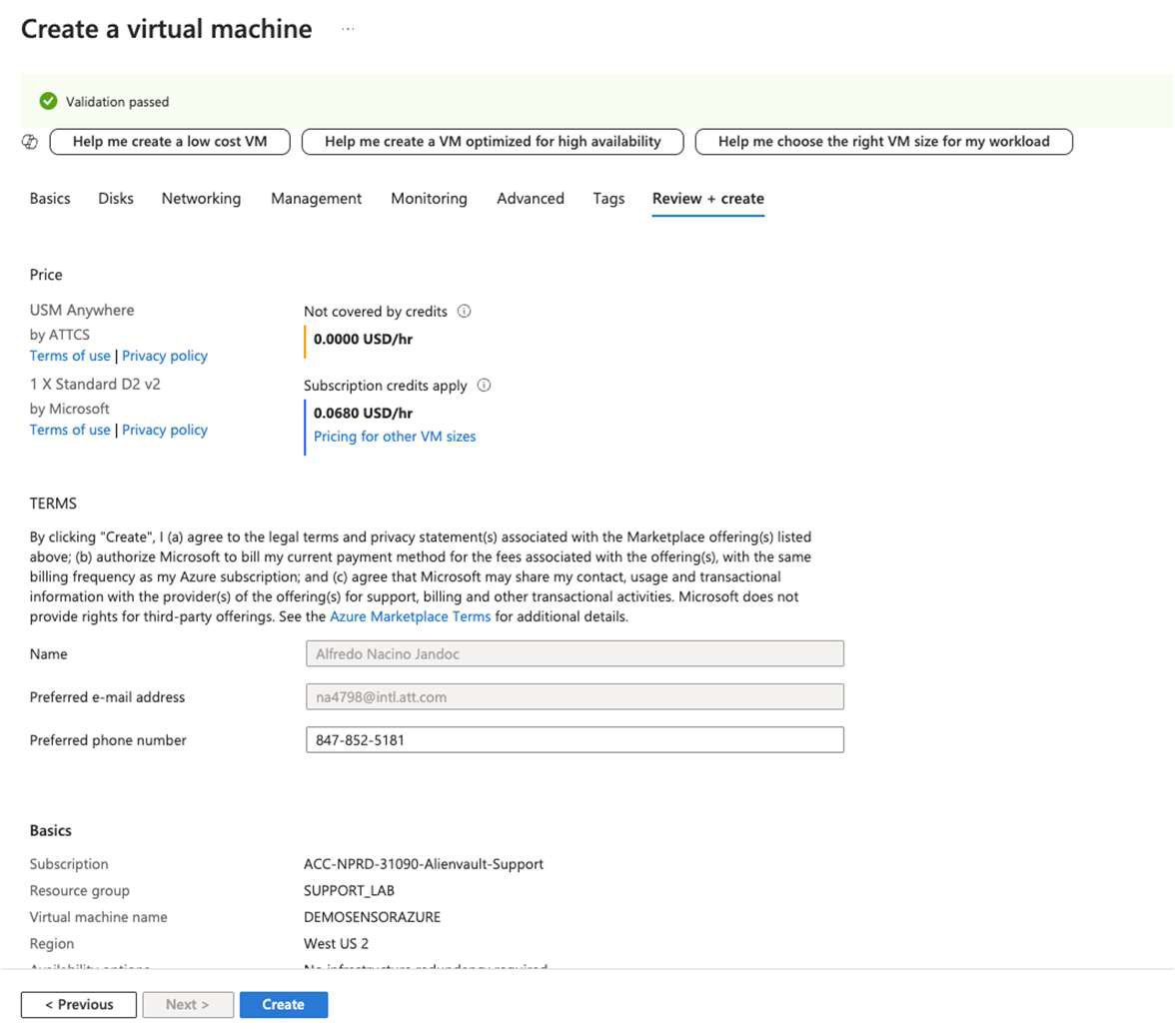 Azure Sensor Create Review Pn