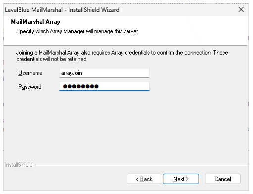 MailMarshal Array window prompting for Array Join credentials