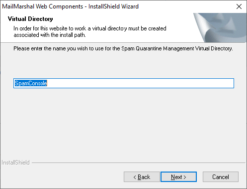 Web Components Virtual Directory window with SpamConsole entered
