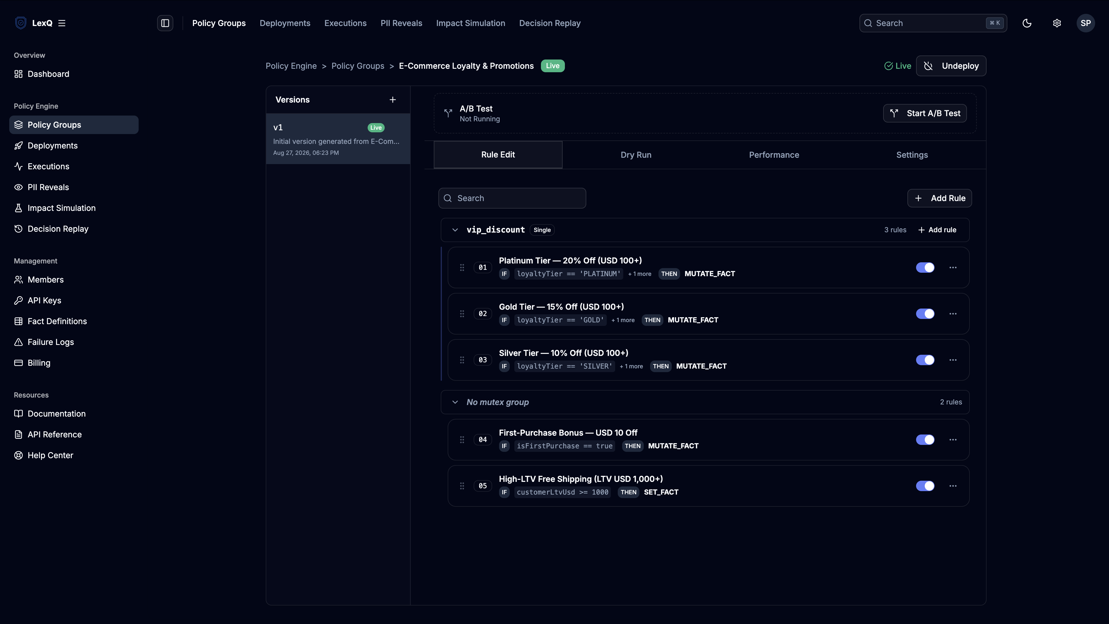 LexQ Visual Rule Builder