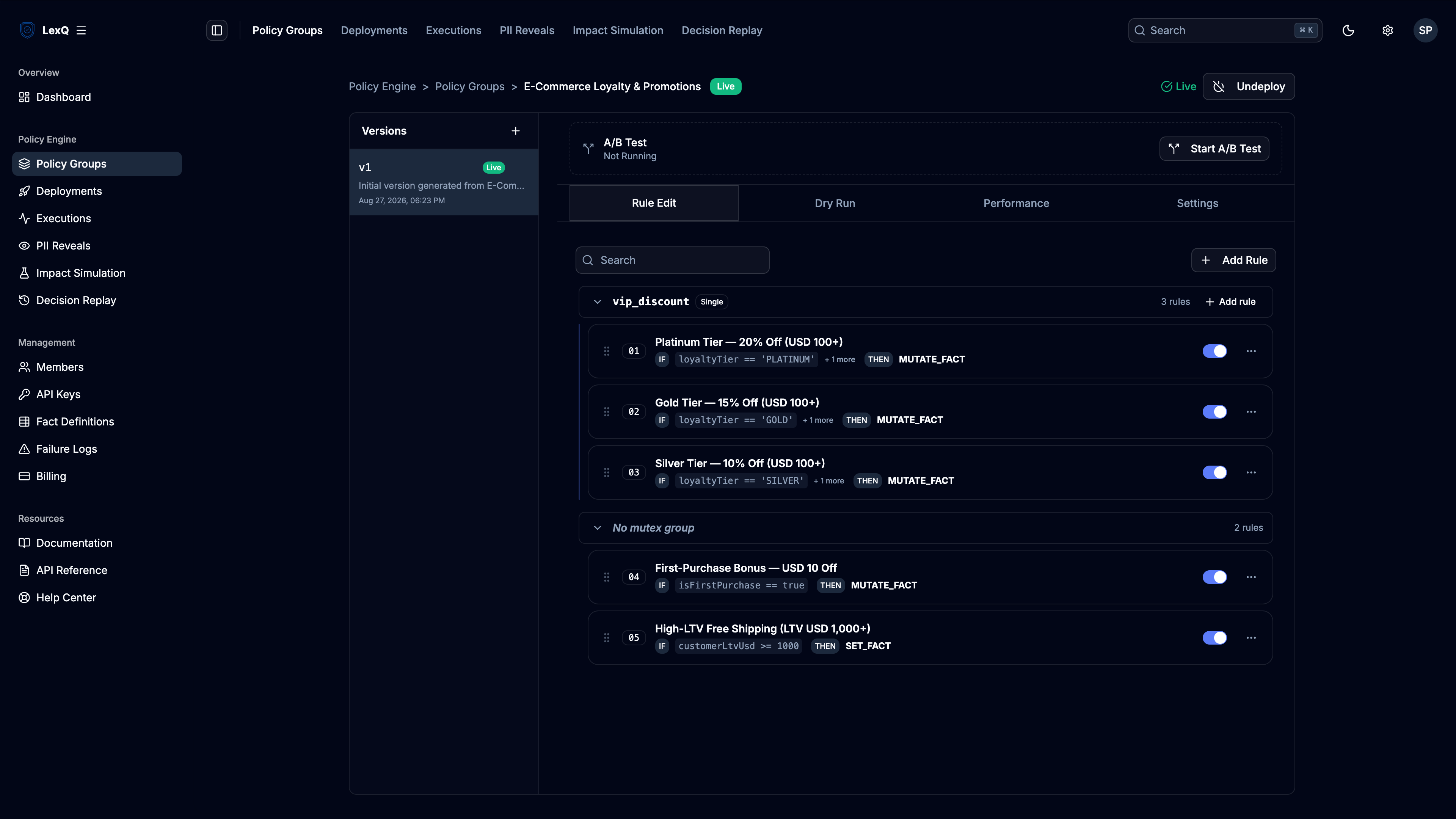 LexQ Visual Rule Builder