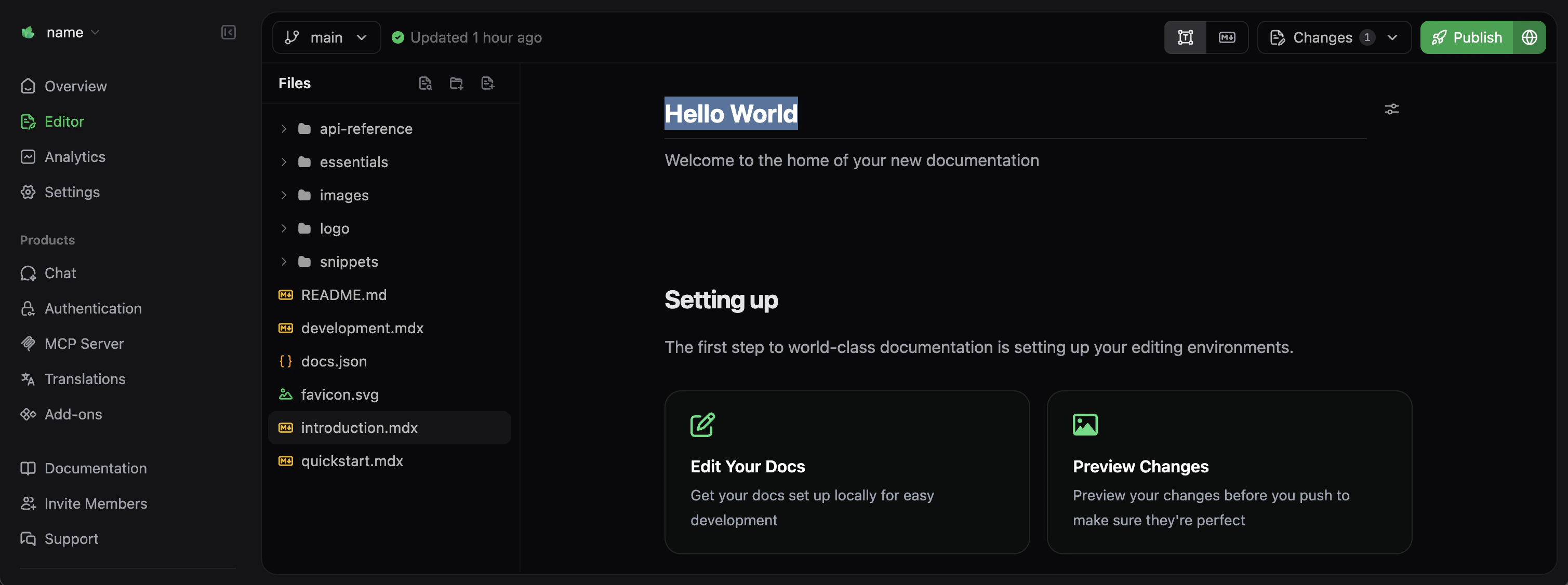Editing in Web Editor
