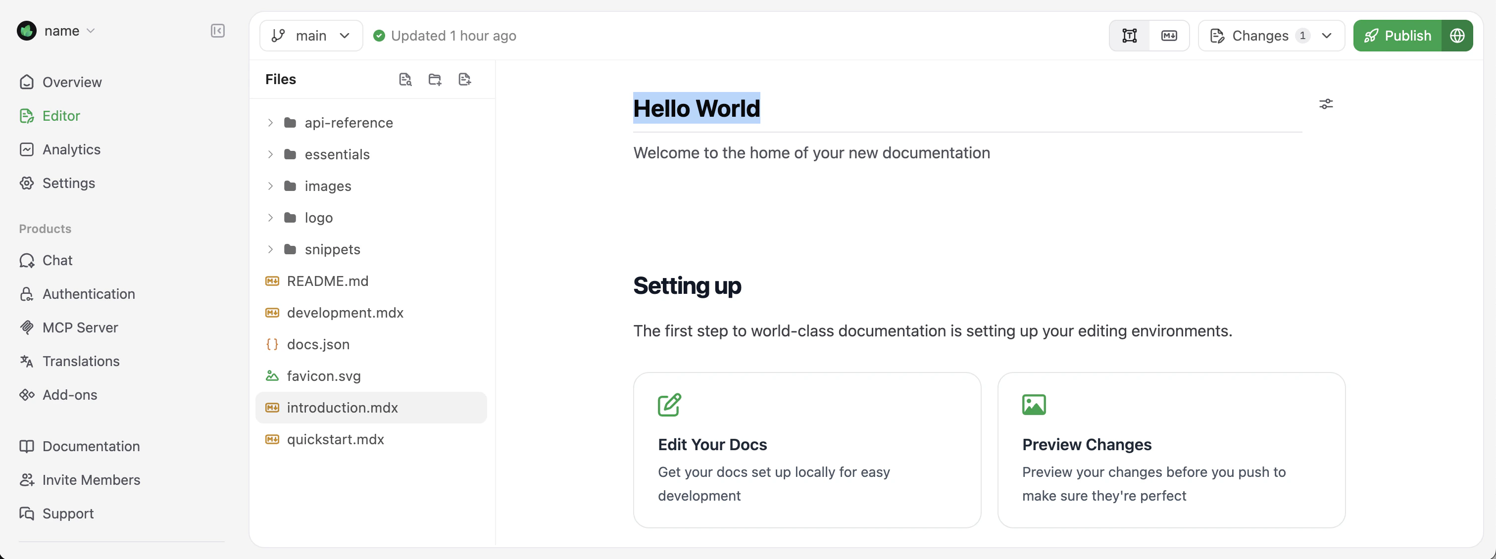 Editing in Web Editor