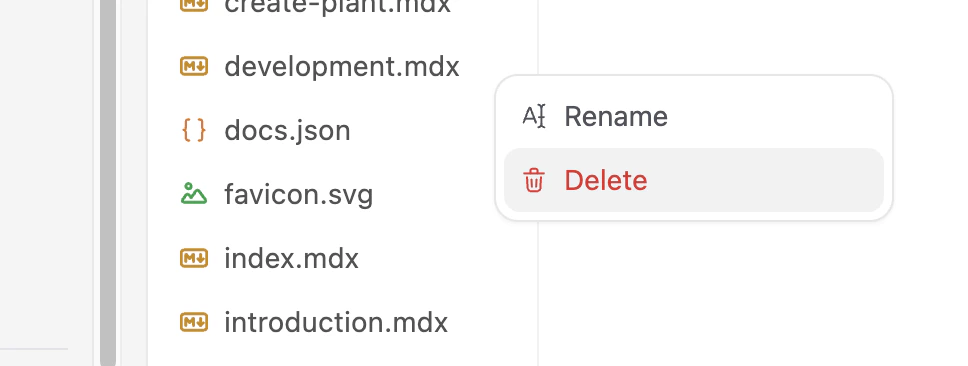 Delete page in the visual editor.