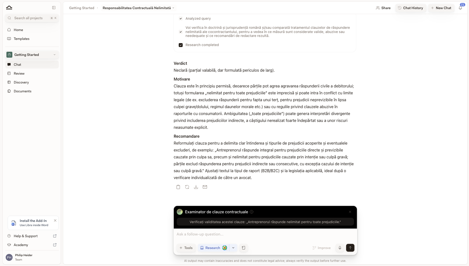 Răspuns al Assistant-ului etichetat cu numele Assistant-ului, cu Assistant-ul încă atașat casetei de compunere