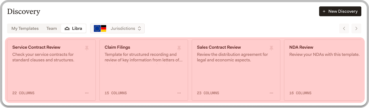 Browsing templates in the Libra library