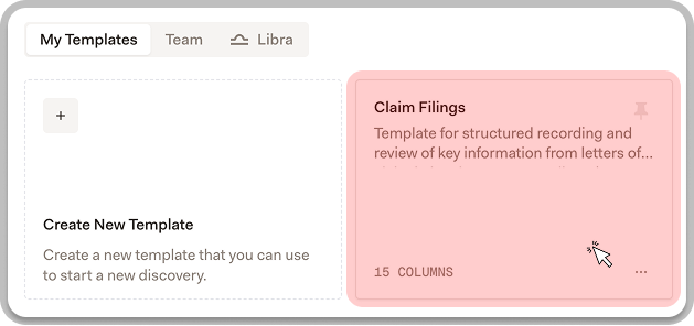 Opening template settings to share