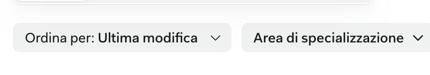 Pagina Home con i filtri Area di pratica e Tag sopra l'elenco dei progetti