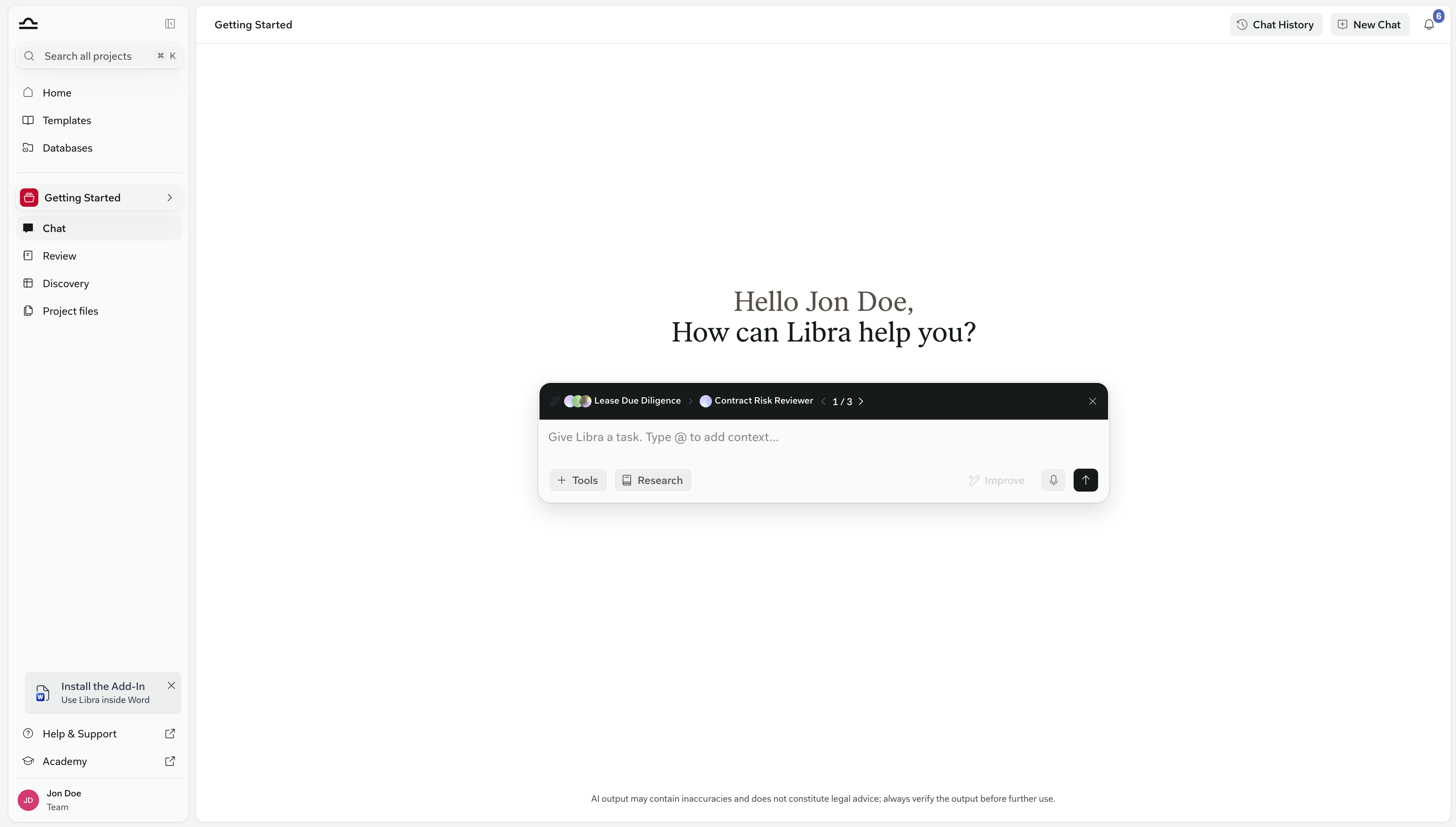 Nowy czat uruchomiony z karty Workflow: wiersz workflow nad polem tworzenia wiadomości pokazuje nazwę Workflow, Assistant bieżącego kroku i licznik 1 / 3