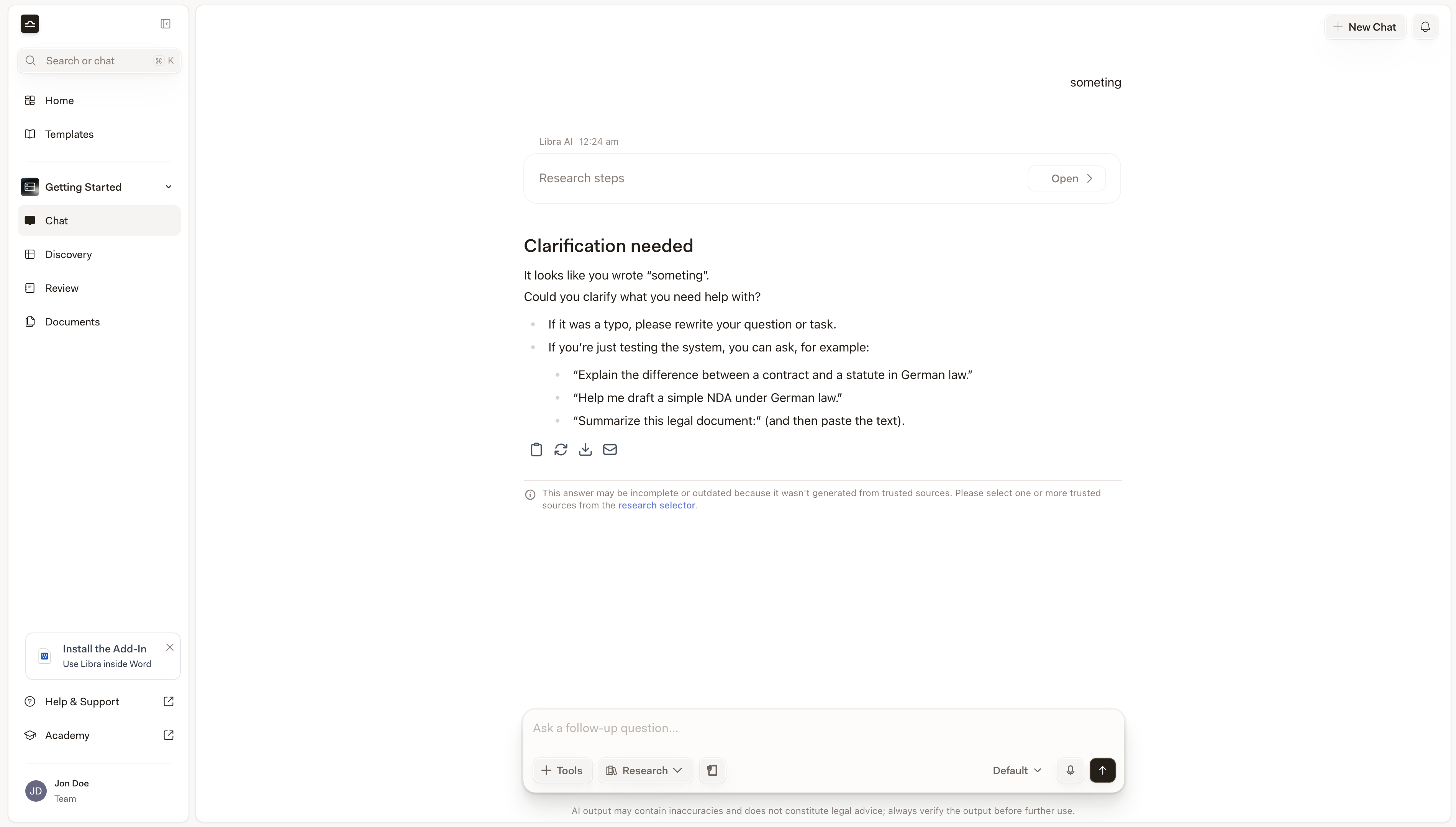 Der Export-Dialog des Chats