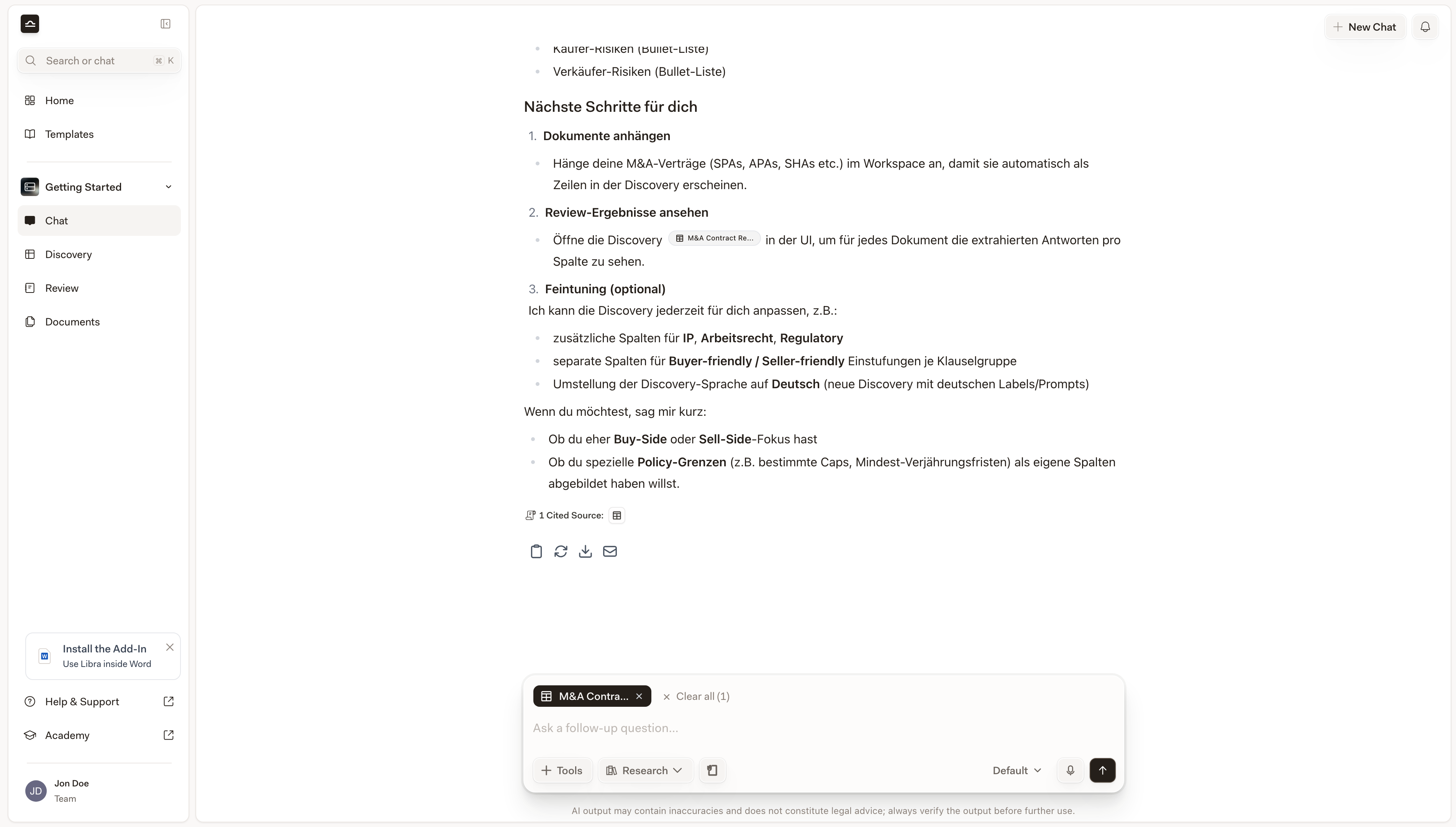 Eine geöffnete Chat-Unterhaltung