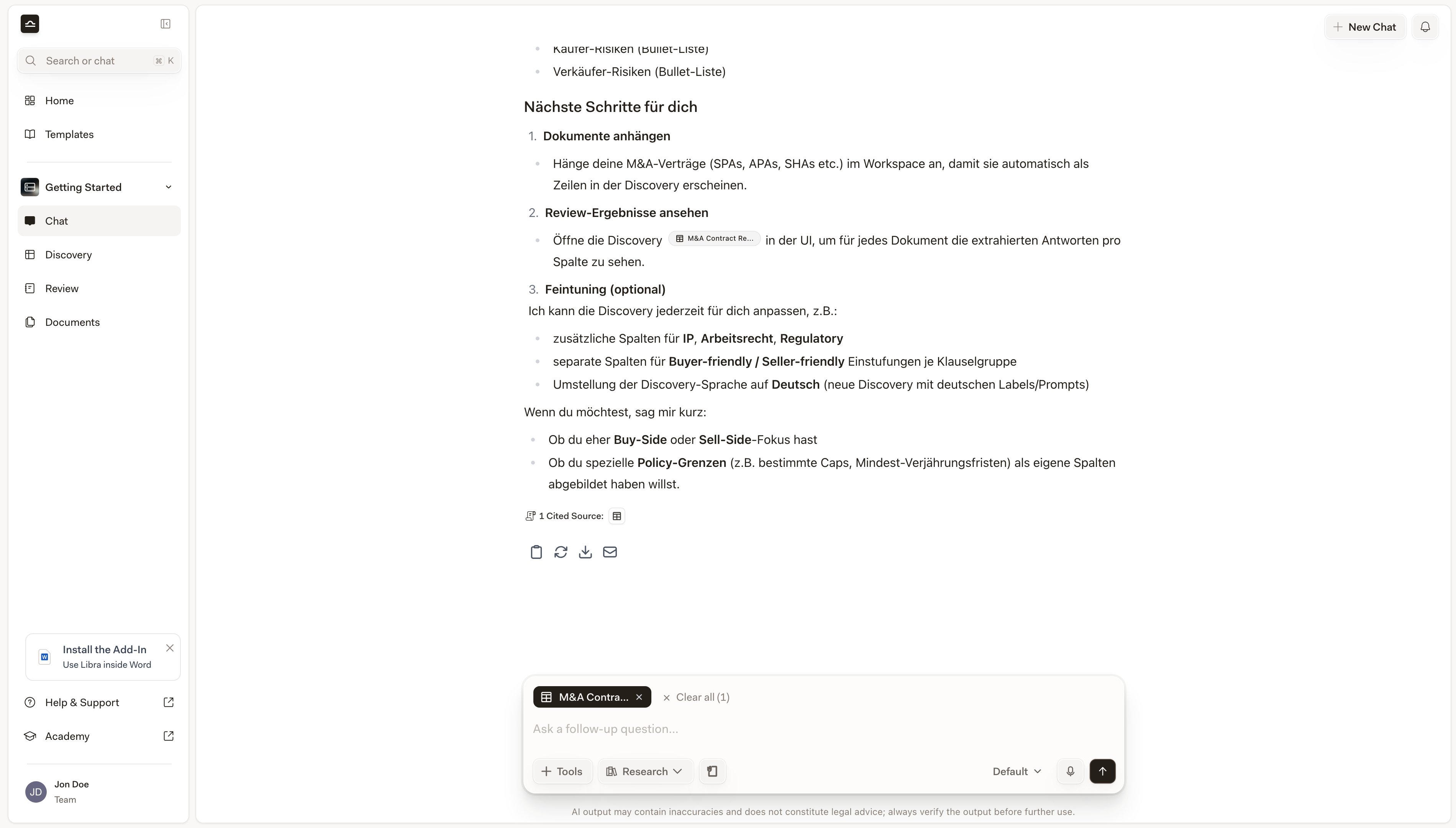 Eine geöffnete Chat-Unterhaltung