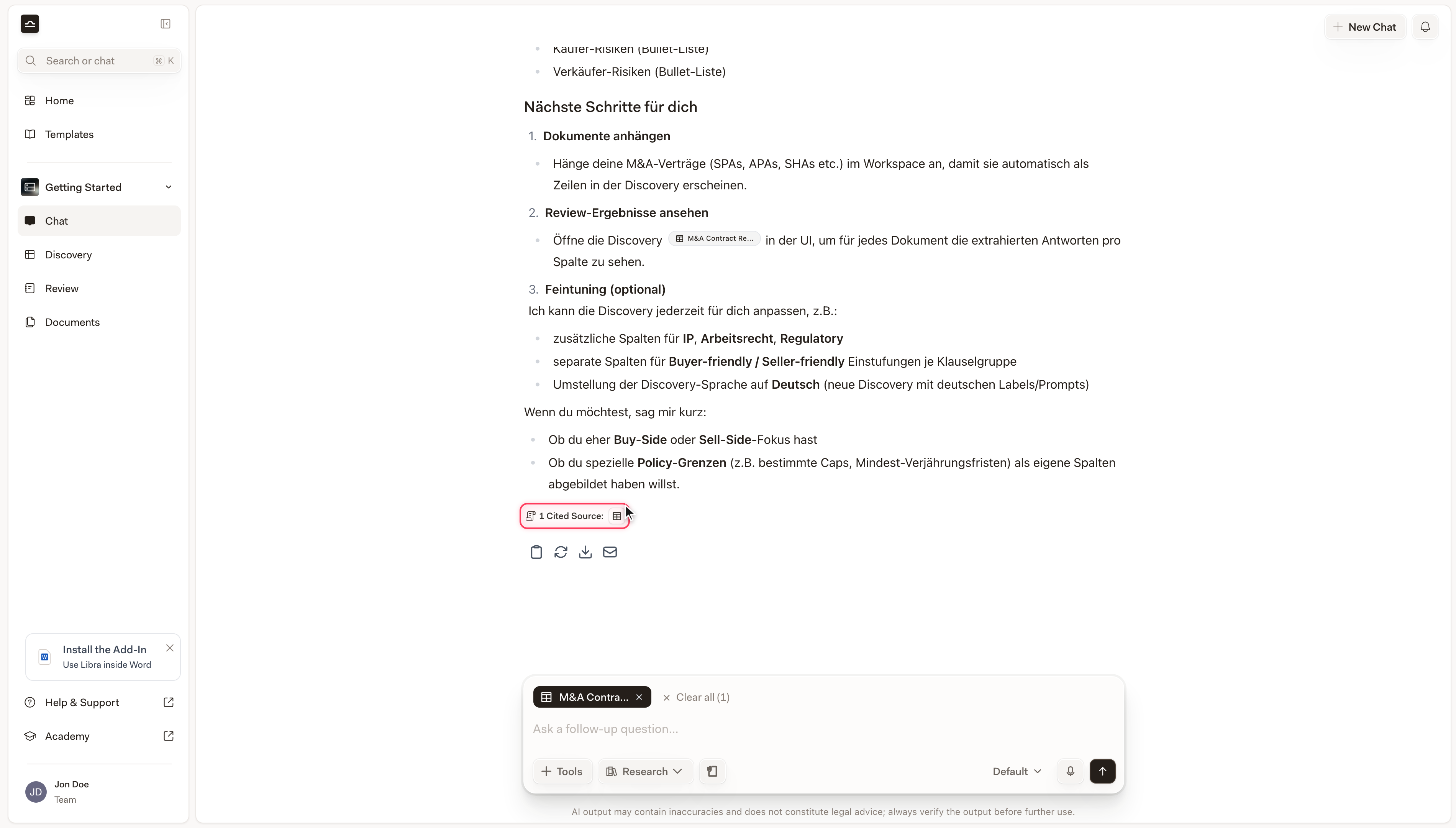 Zitat-Tooltip beim Überfahren mit der Maus, mit Quellentitel und Auszug