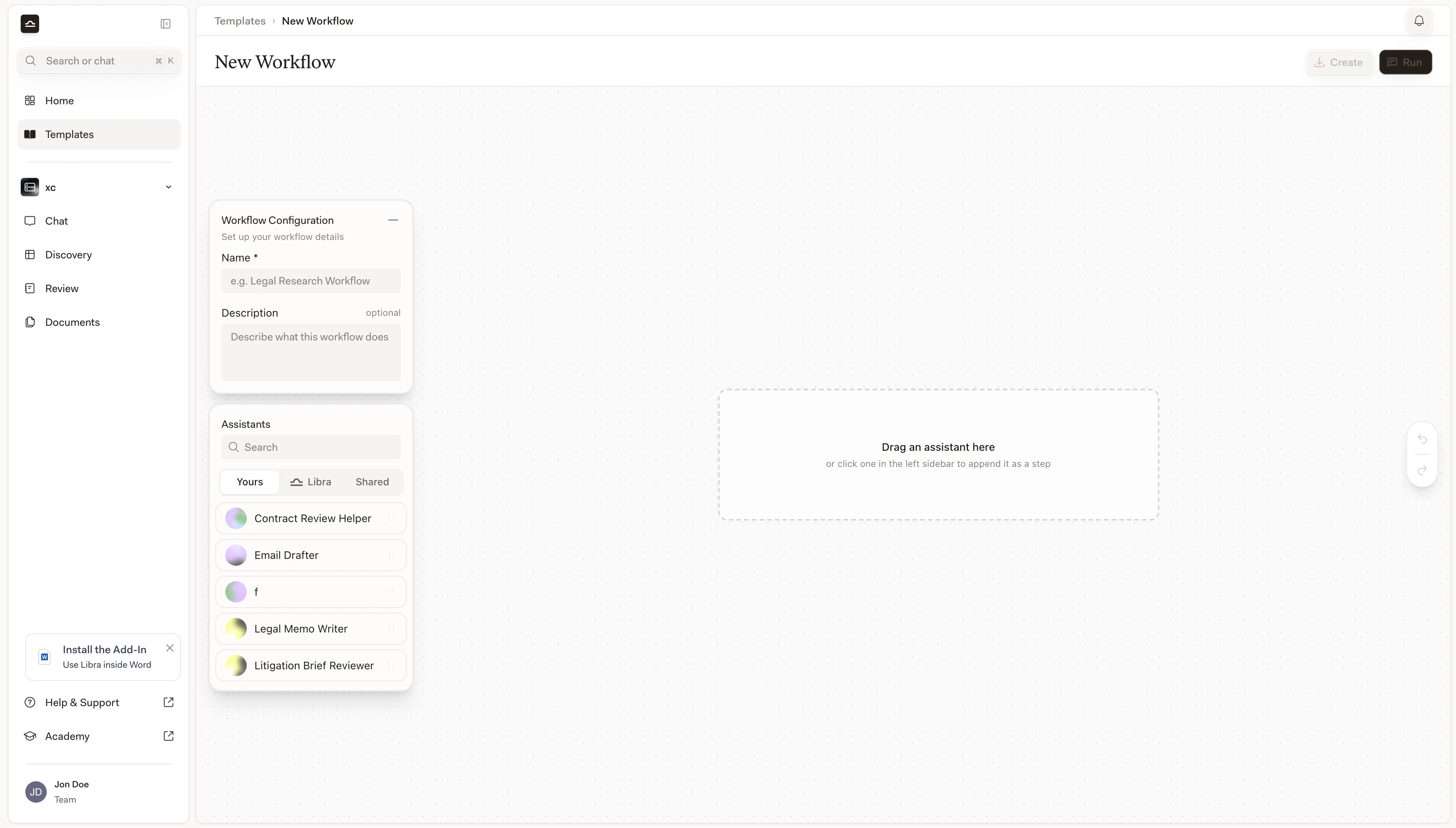 Workflow con tre Assistants configurati come passaggi sequenziali