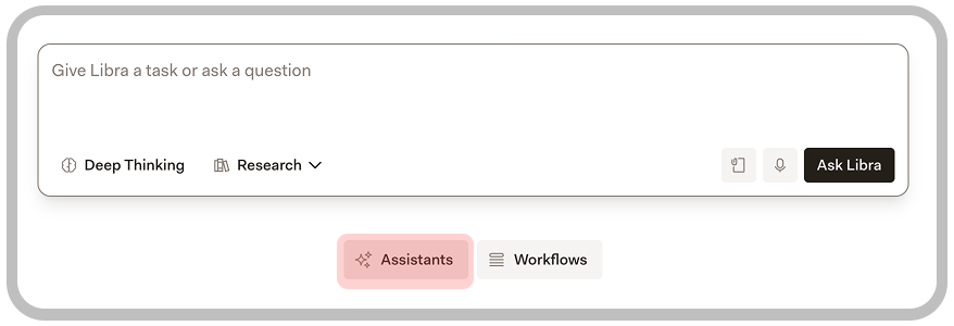 Assistant creation interface showing the basic setup options
