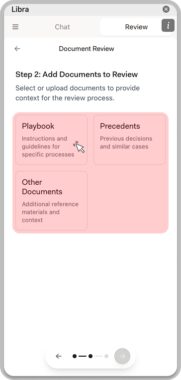 Step 2 showing document category options