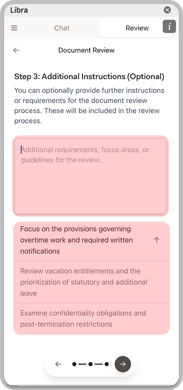 Step 3 showing additional instructions field with suggestions