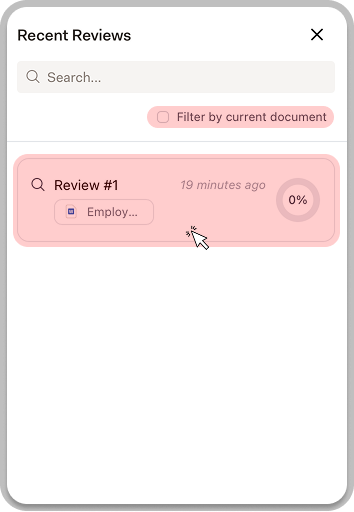 Recent Reviews panel showing search and filter options