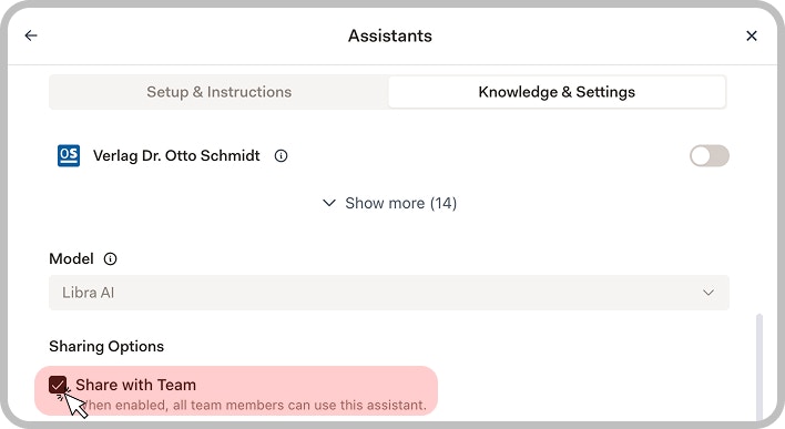 Sharing assistant with team