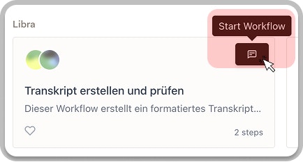 Workflow library with Team and Libra tabs