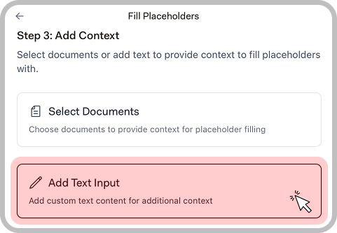 Step 3 showing Add Text Input option