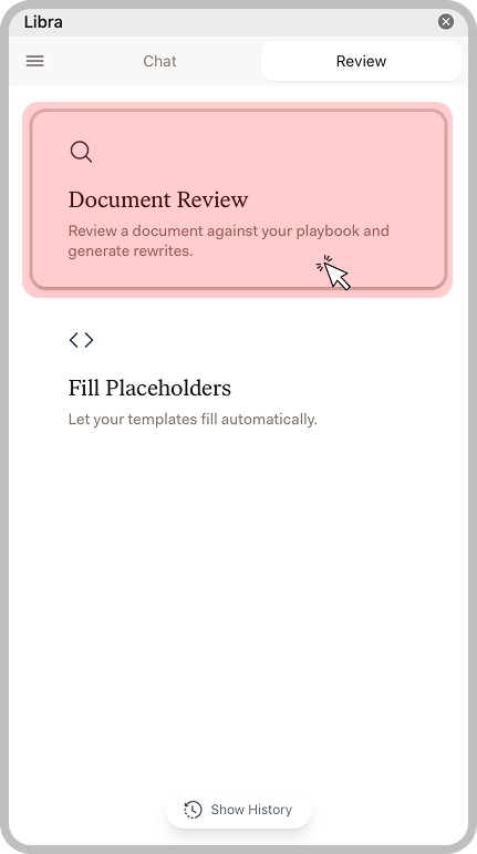 Review tab showing Document Review option