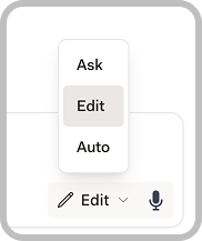 Mode selector showing Ask, Edit, and Auto options