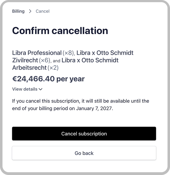 Confirm cancellation dialog