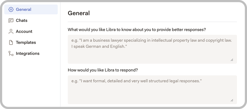General settings tab