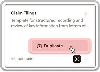 Template card showing three-dot menu with Duplicate option