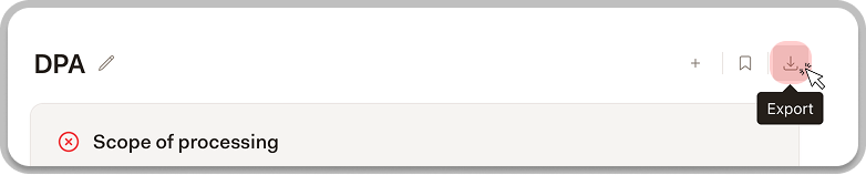 Export button in the review results view