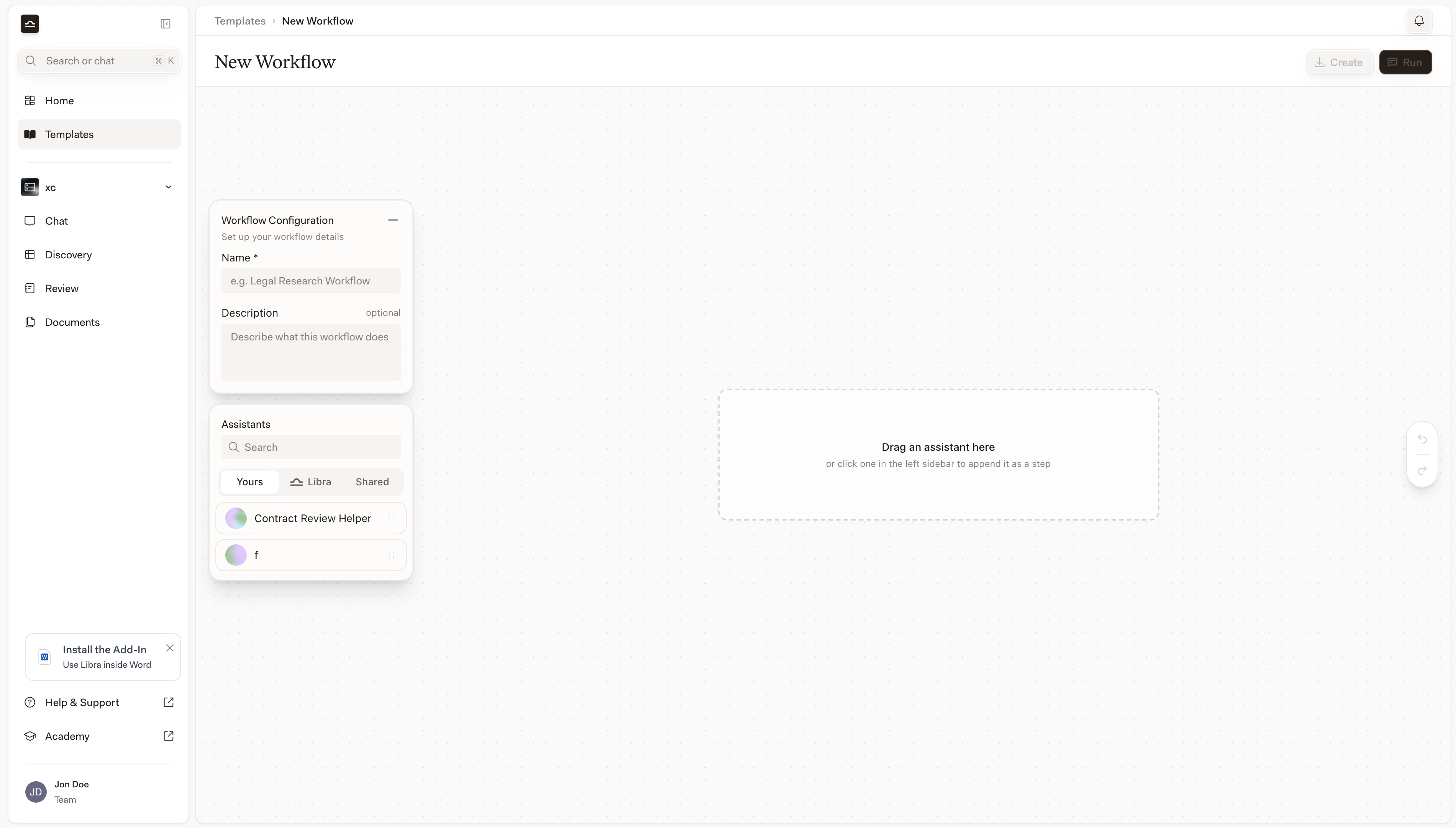 Workflow in esecuzione nella Chat con il primo passaggio in corso
